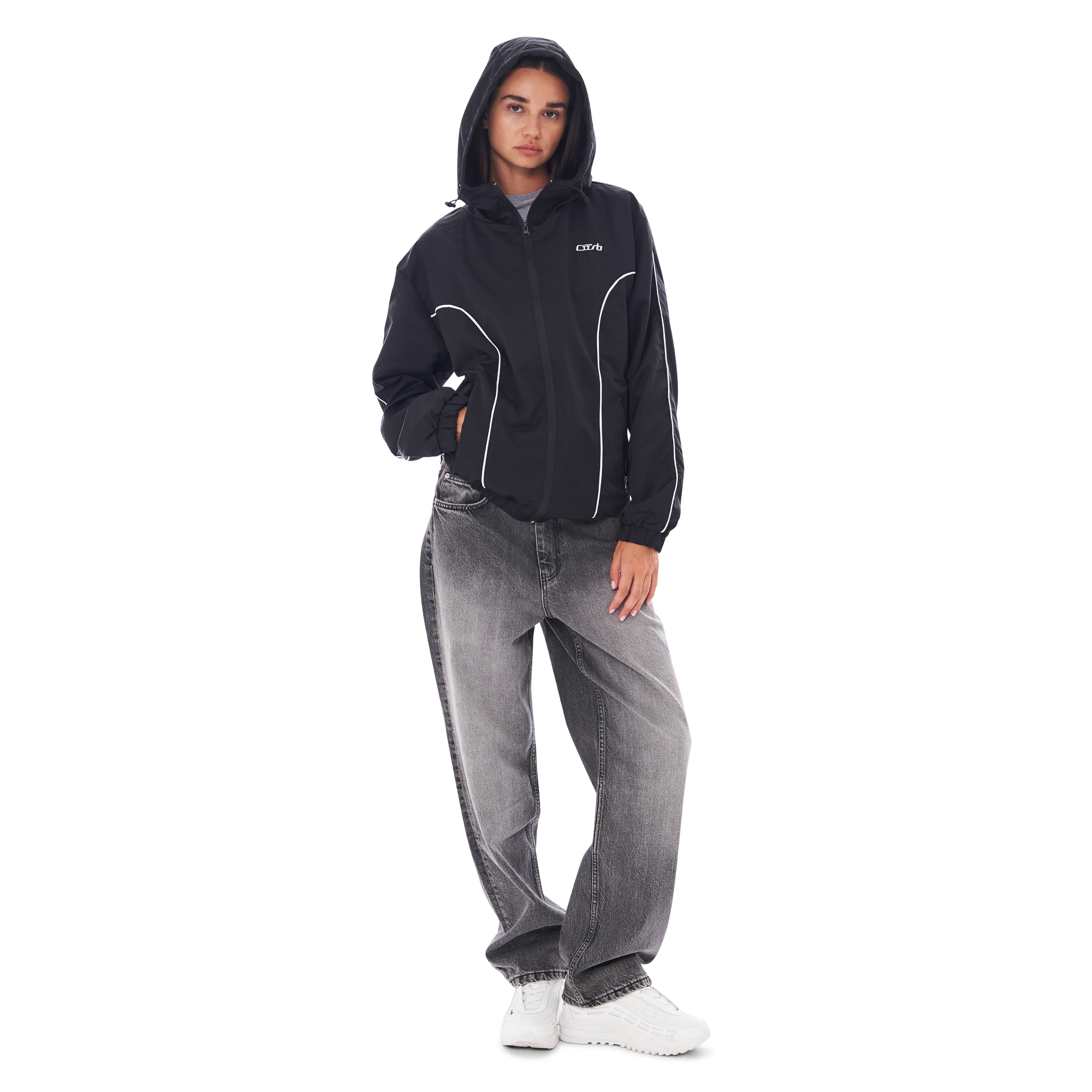 NYLON PIPING ZIP-UP BLACK - Image 10