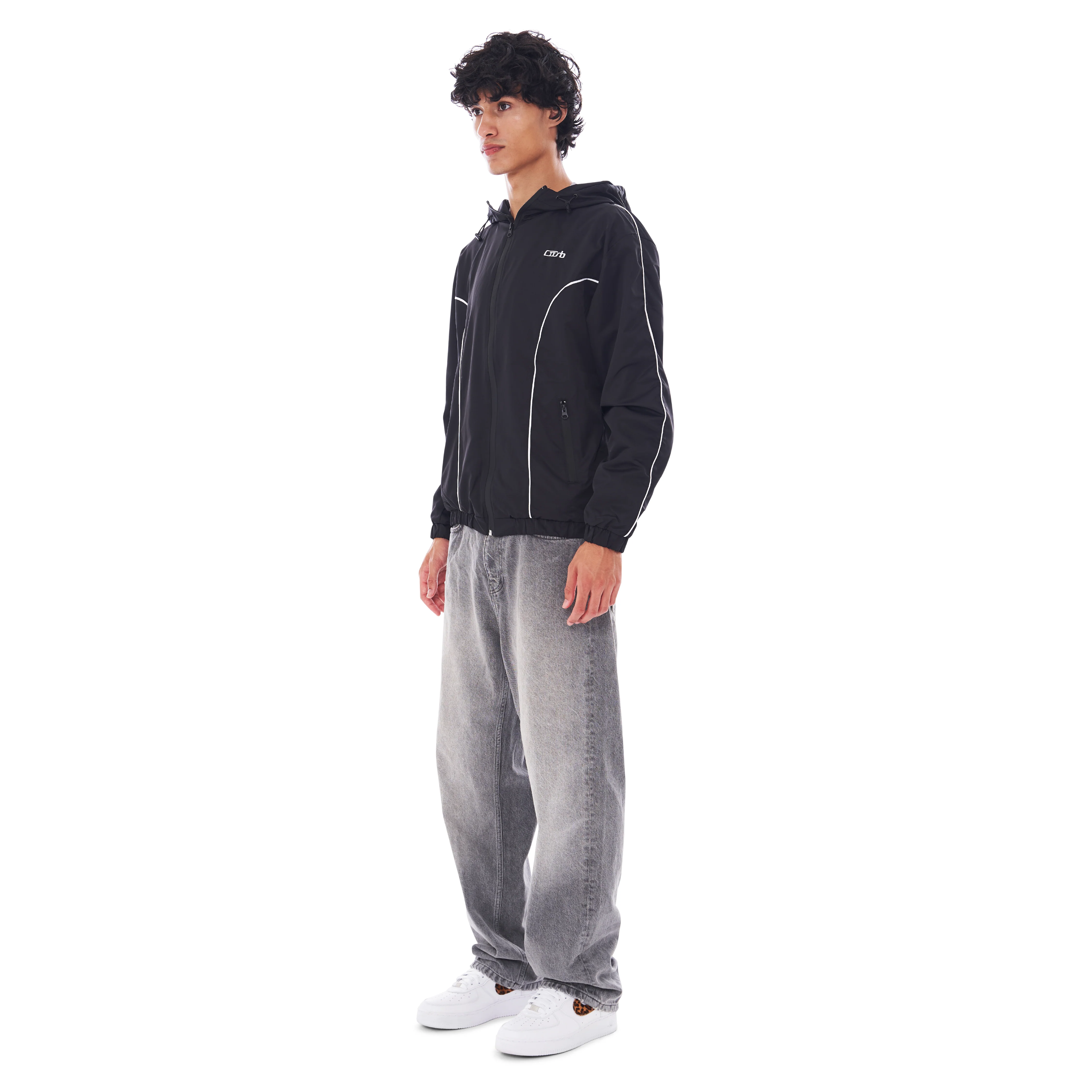 NYLON PIPING ZIP-UP BLACK - Image 4