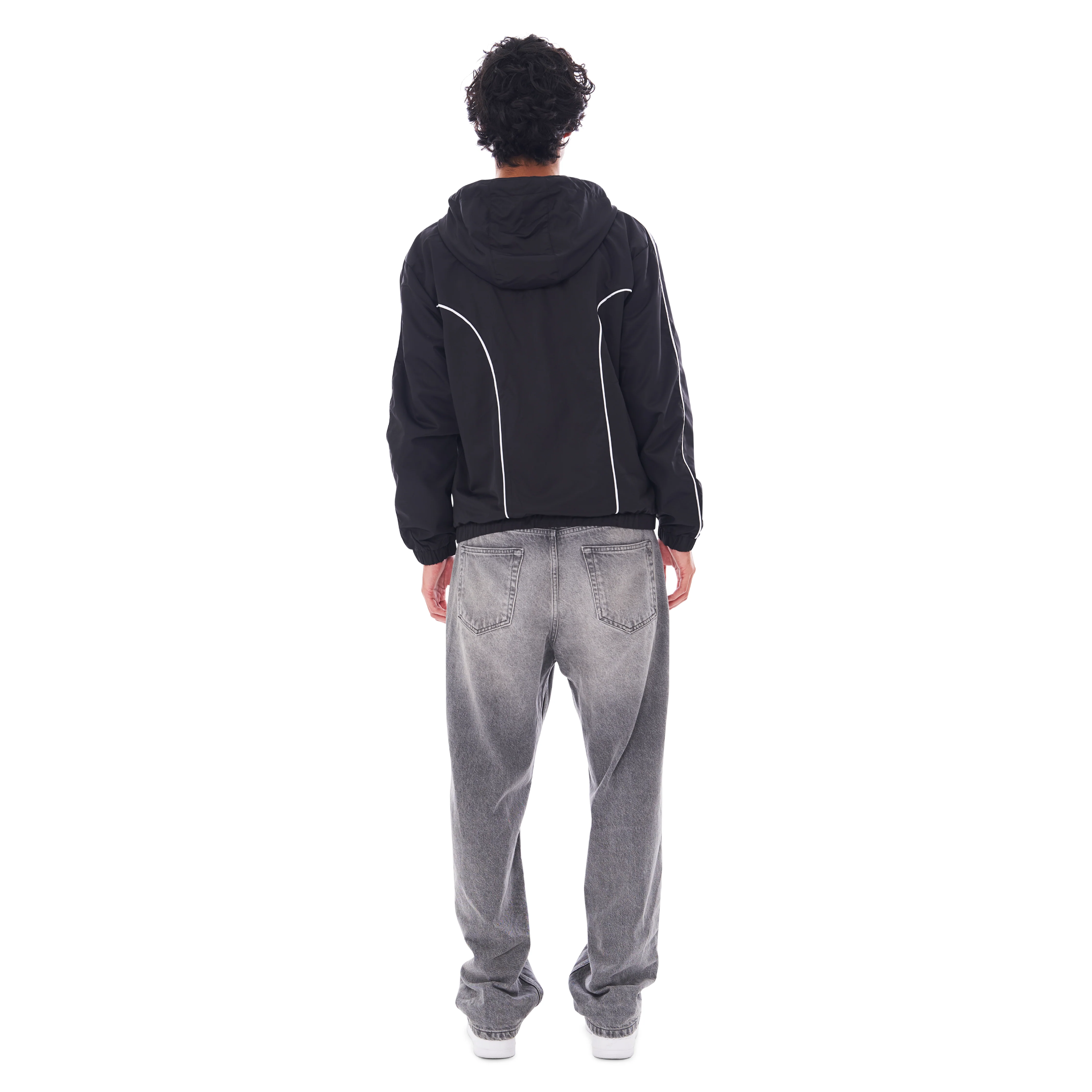 NYLON PIPING ZIP-UP BLACK - Image 5