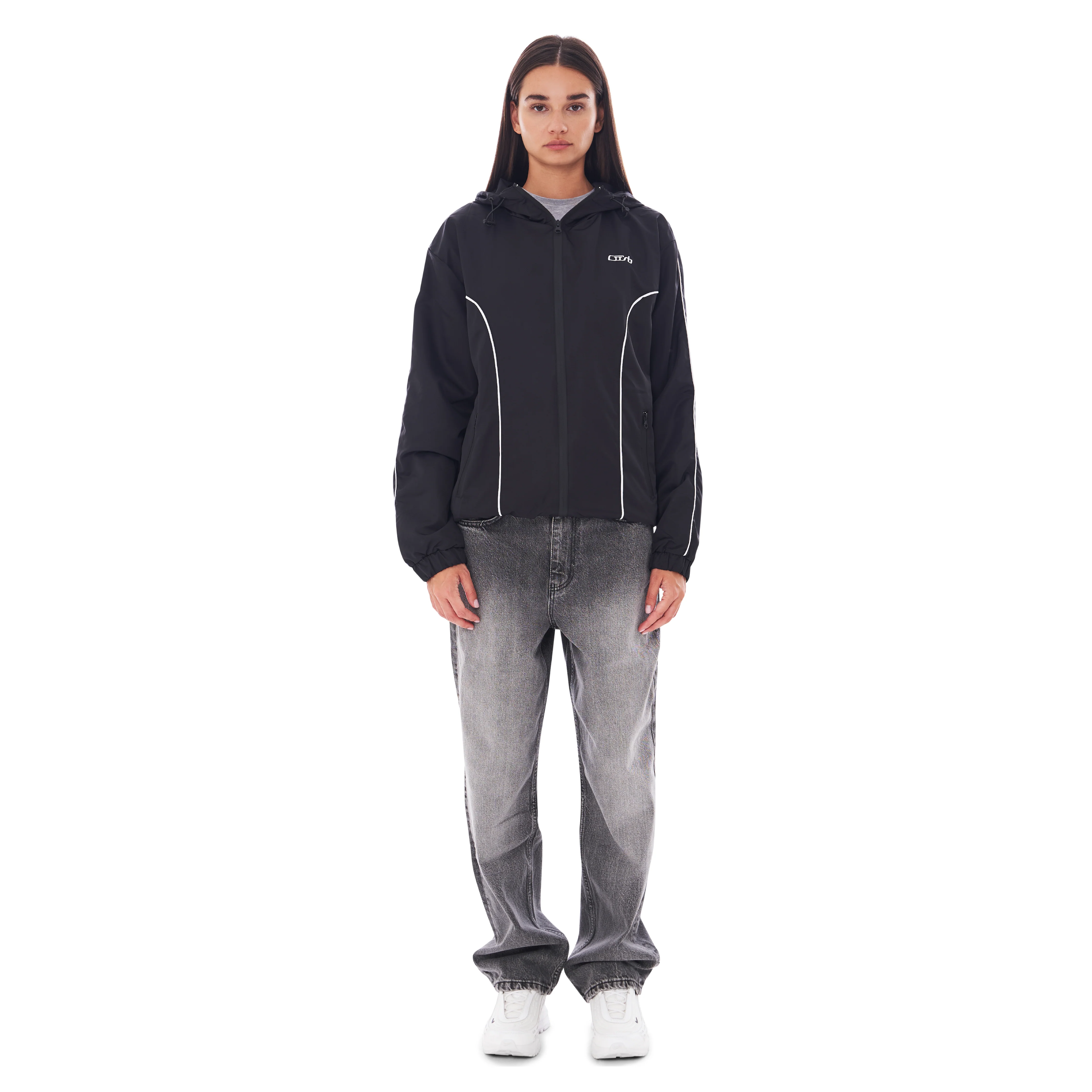 NYLON PIPING ZIP-UP BLACK - Image 7