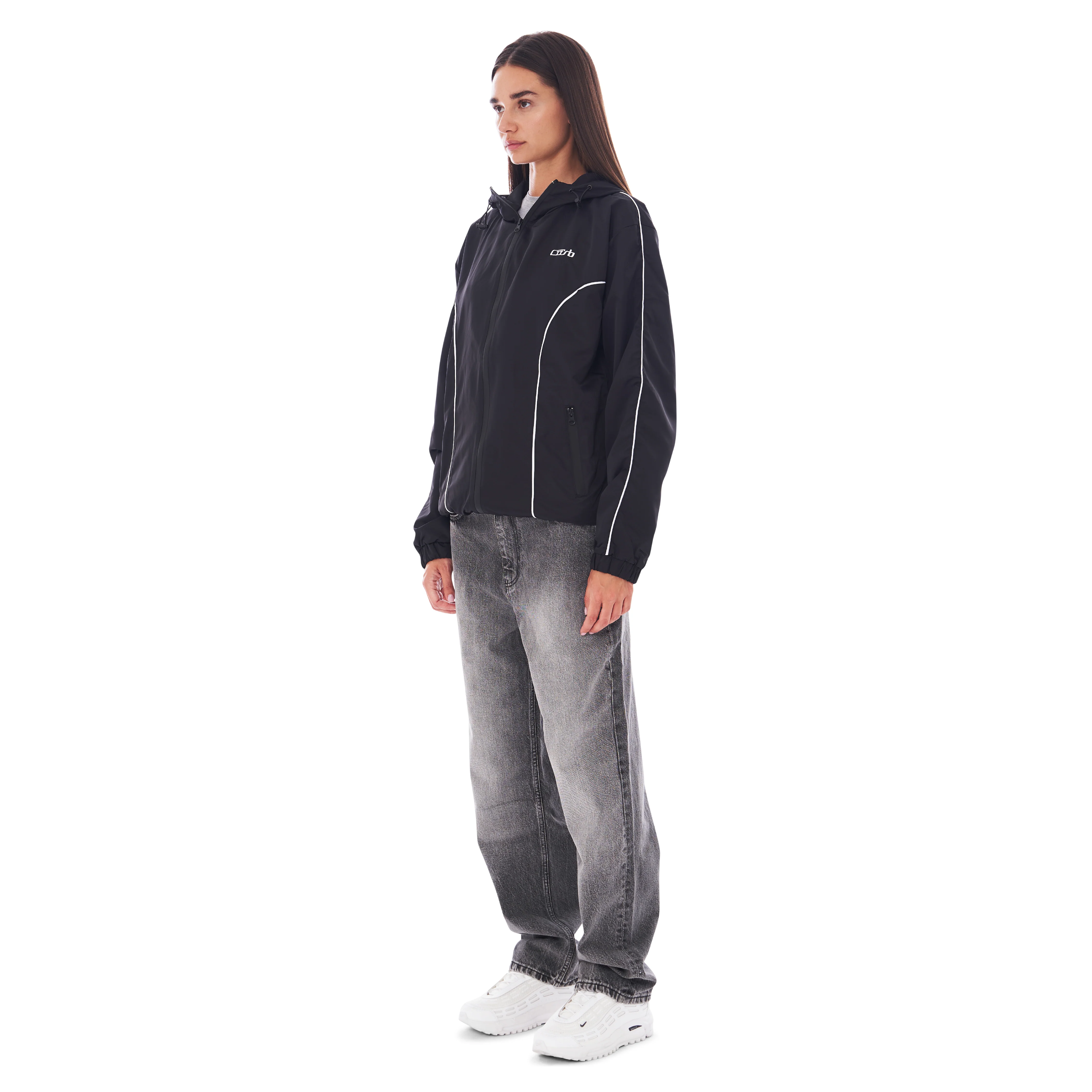 NYLON PIPING ZIP-UP BLACK - Image 8