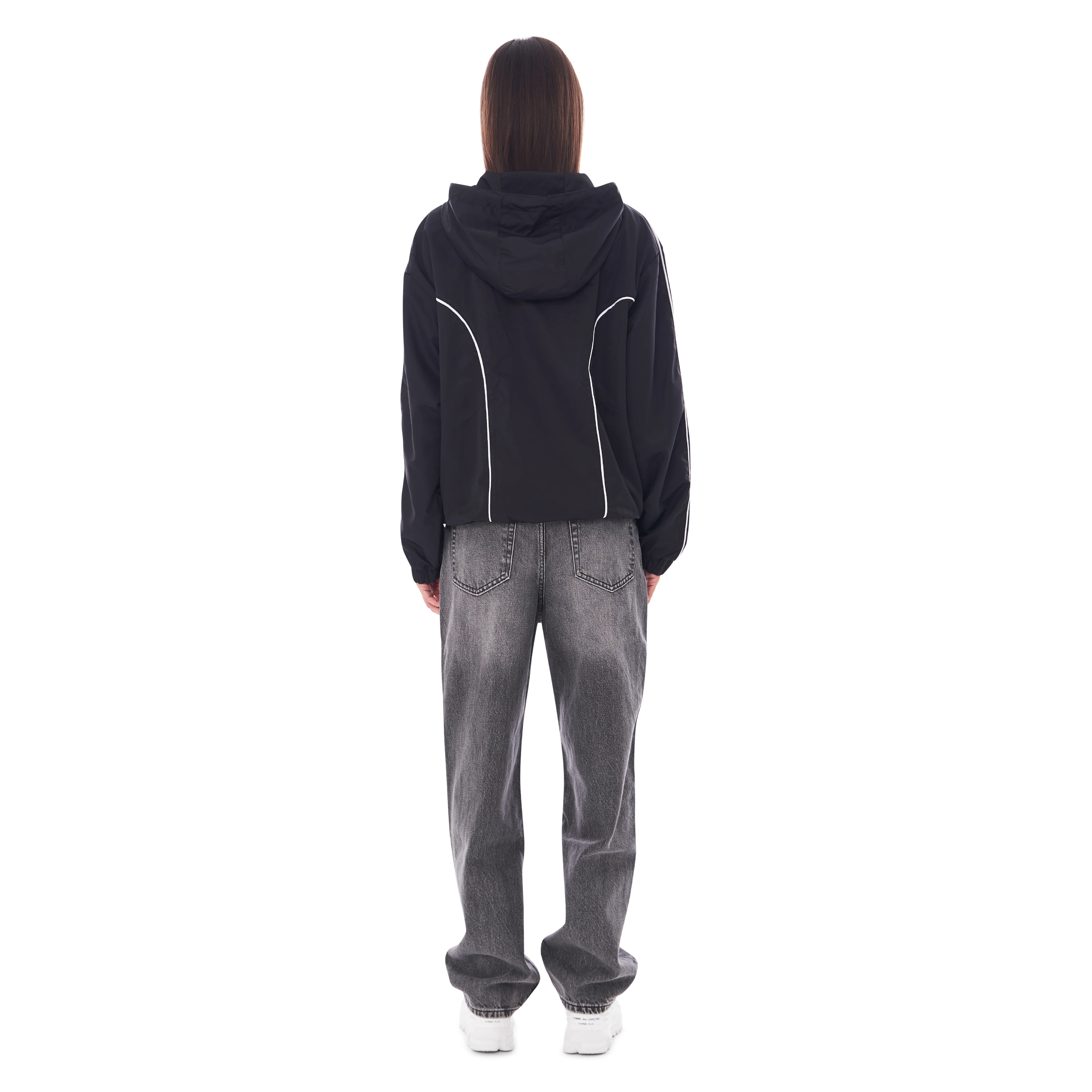 NYLON PIPING ZIP-UP BLACK - Image 9
