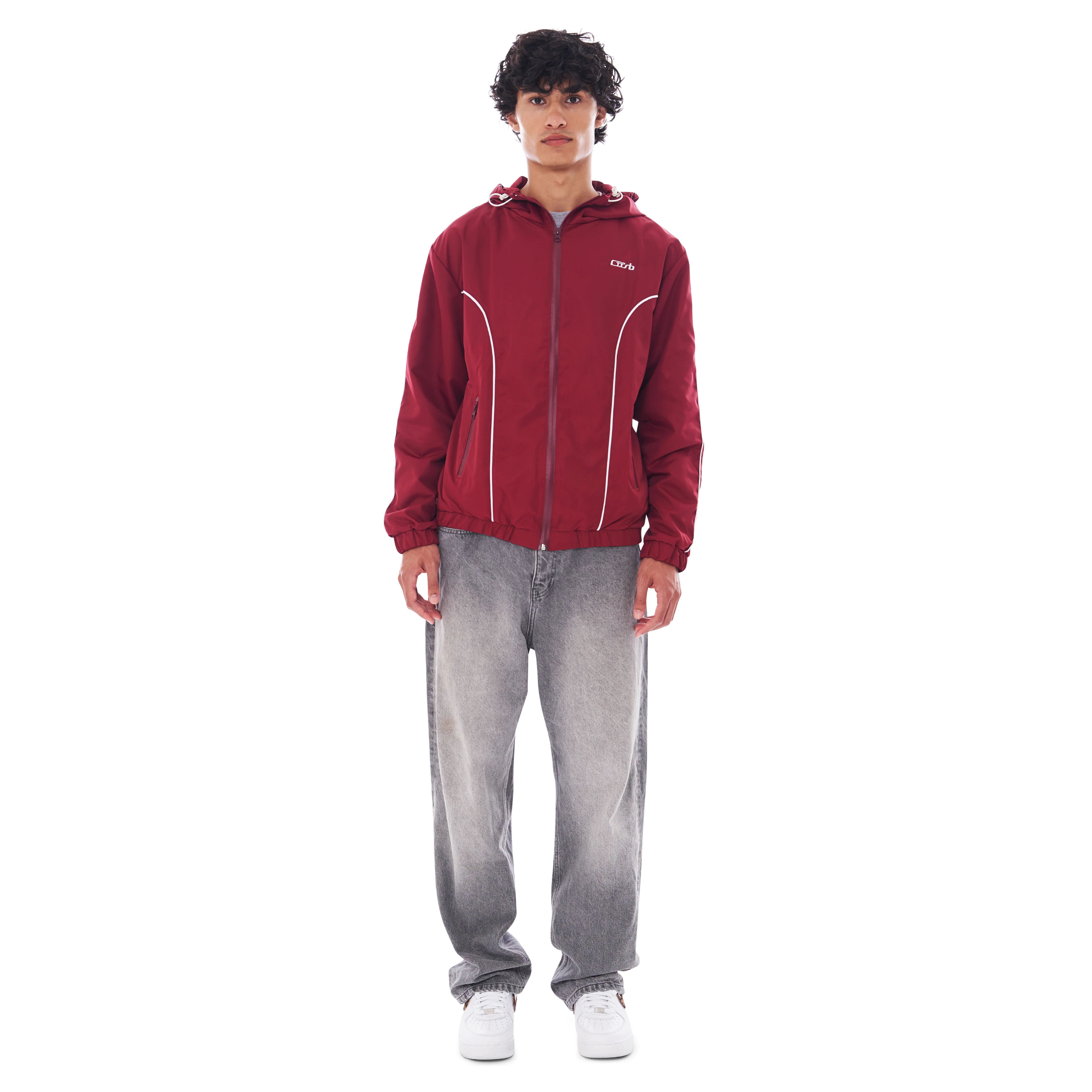 NYLON PIPING ZIP-UP DARK RED - Image 3