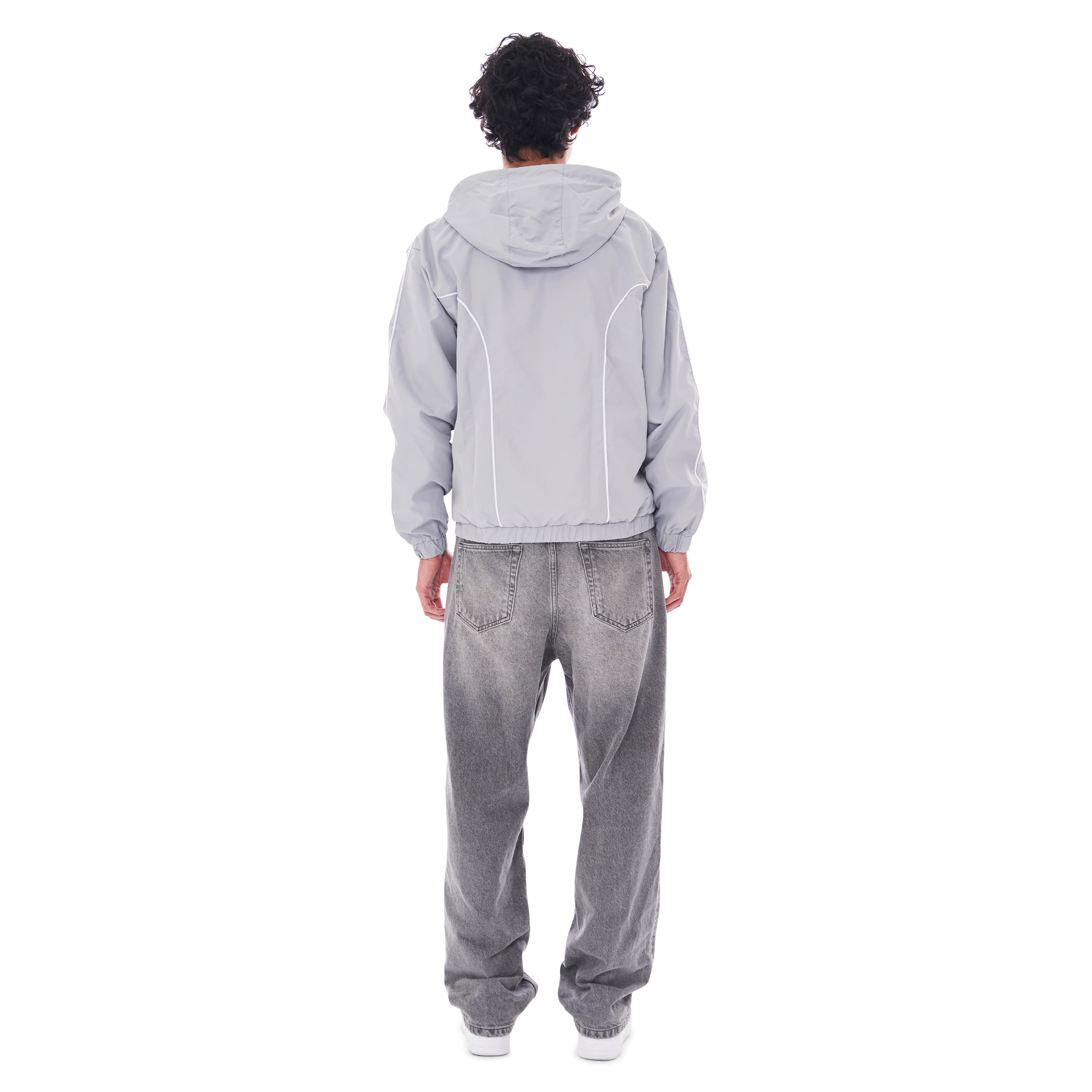 NYLON PIPING ZIP-UP LIGHT GREY - Image 4